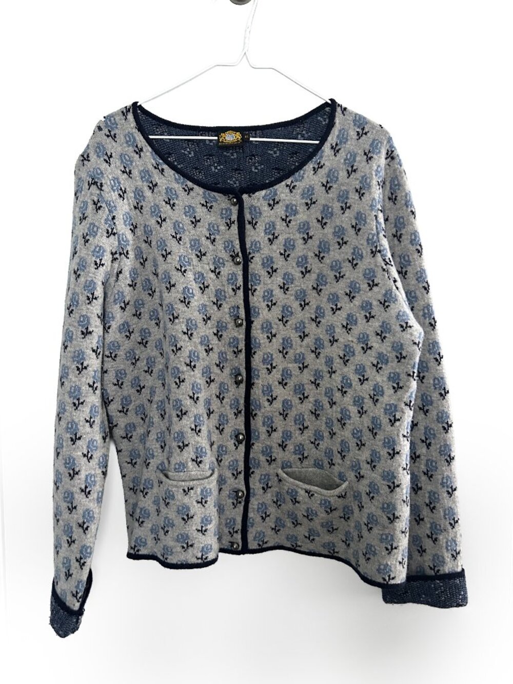 Hammerschmid 100% Wool Cardigan XL Floral German Alpine Cottagecore Grannycore